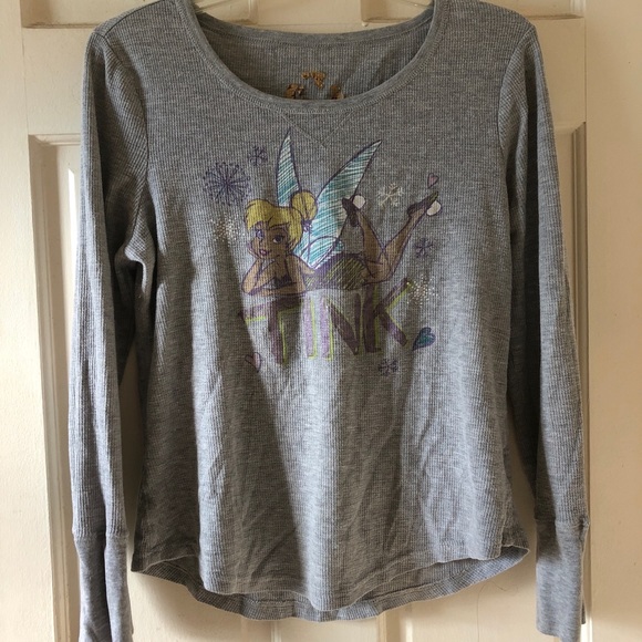 Disney Tops - Grey thermal Tinkerbell top Sz L